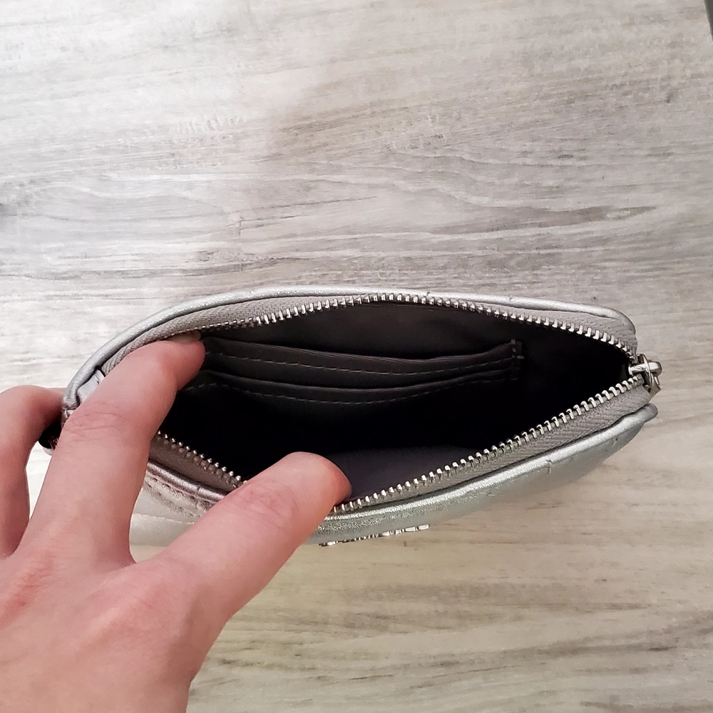 Coach Metallic Silver Quilted Wristlet - Picture 3 of 3